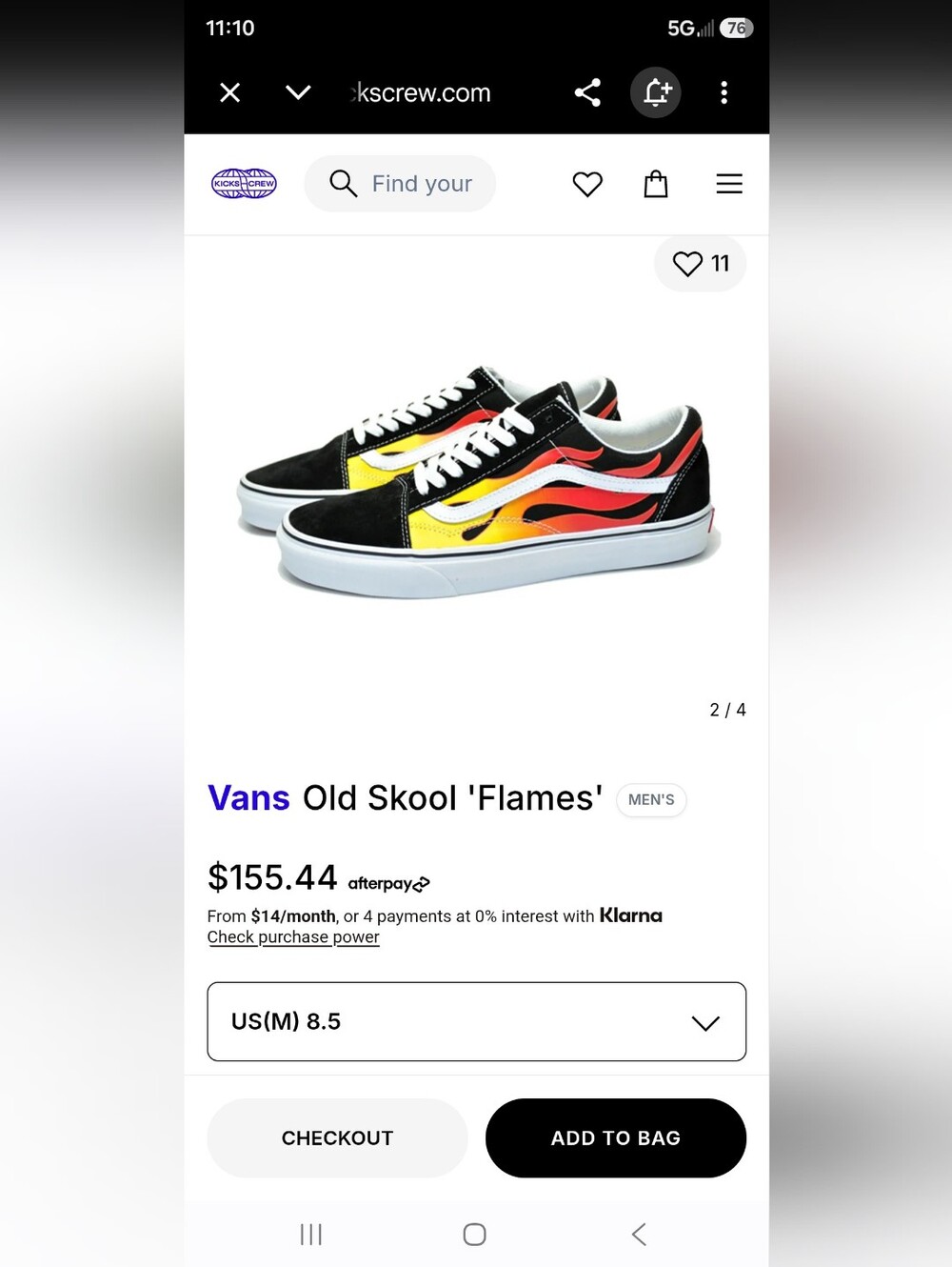 Vans Old Skool Flames Mens 8.5 Or Womens 10